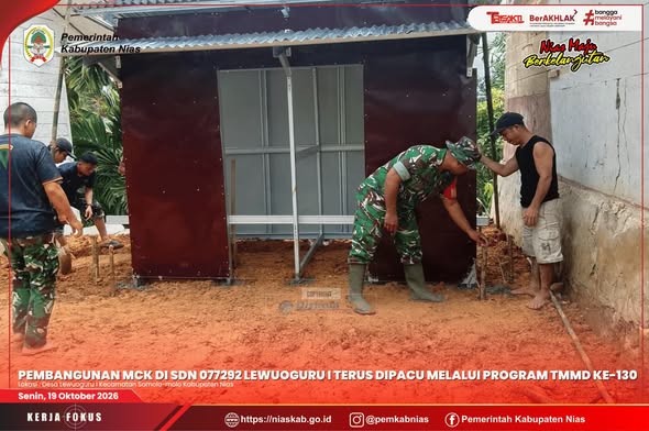 Pembangunan MCK di SDN 077292 Lewuoguru I Terus Dipacu melalui Program TMMD ke-130